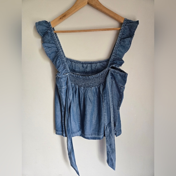 New Blue Tencel Ruffle Top - Picture 8 of 11